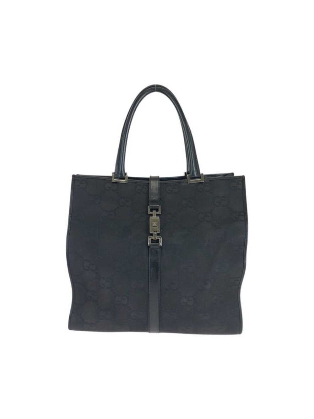 Gucci Jackie Black Silver Hardware GG Canvas 002 1064 Tote Bag Handbag